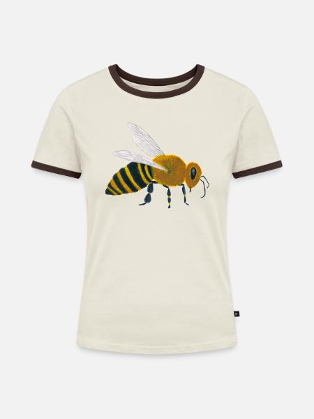Biene - Frauen Kontrast-T-Shirt - Off-White/Dunkelbraun