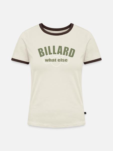 Poolbillard, 9ball, Billard, 8Ball - Frauen Kontrast-T-Shirt - Off-White/Dunkelbraun