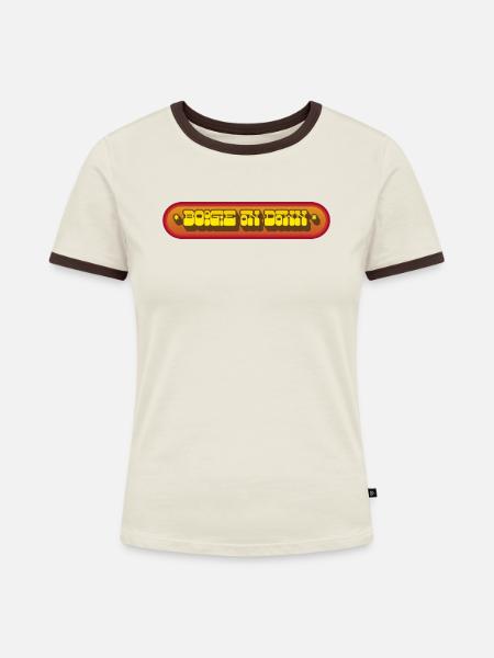 Boogie on Down - Frauen Kontrast-T-Shirt - Off-White/Dunkelbraun