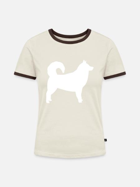 Alaskan Malamute - Frauen Kontrast-T-Shirt - Off-White/Dunkelbraun