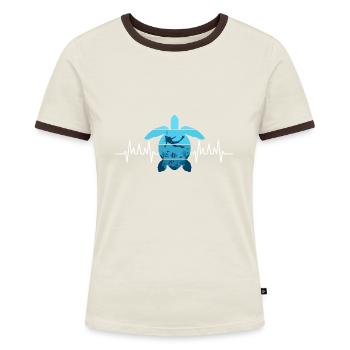 Tauchen Humor Coach Sporttaucher - Frauen Kontrast-T-Shirt - Off-White/Dunkelbraun - Vorne - AI Model Female 172 dark (172cm)