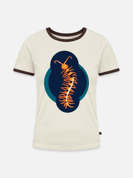 giftiger Skolopender Krabbeltier Insekt - Frauen Kontrast-T-Shirt - Off-White/Dunkelbraun