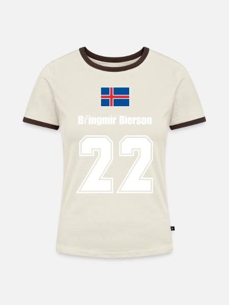 Island Trikot Nr.22 - Frauen Kontrast-T-Shirt - Off-White/Dunkelbraun