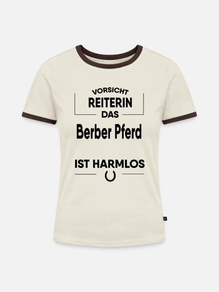 Berber Pferd Geschenk - Frauen Kontrast-T-Shirt - Off-White/Dunkelbraun