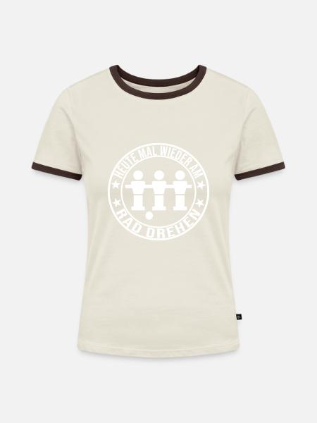 Tischfussball - Frauen Kontrast-T-Shirt - Off-White/Dunkelbraun