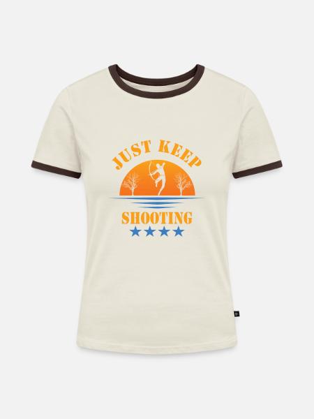 Bogen Jagd - Frauen Kontrast-T-Shirt - Off-White/Dunkelbraun