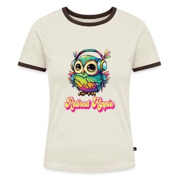 Hippie - Frauen Kontrast-T-Shirt - Off-White/Dunkelbraun - Vorne - AI Model Female 172 dark (172cm)