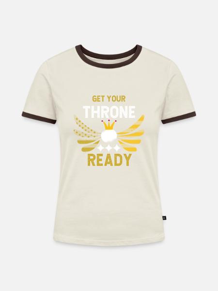 Trinkspiel - Frauen Kontrast-T-Shirt - Off-White/Dunkelbraun