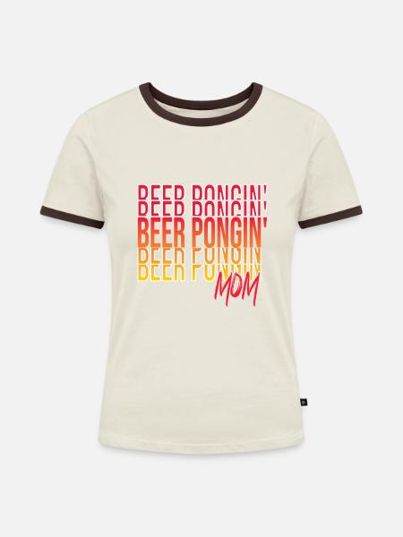 Trinkspiel - Frauen Kontrast-T-Shirt - Off-White/Dunkelbraun