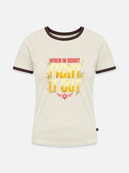 Krav Maga - Frauen Kontrast-T-Shirt - Off-White/Dunkelbraun