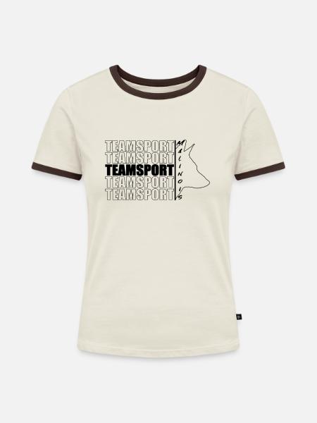 TEAMSPORT Malinois black - Frauen Kontrast-T-Shirt - Off-White/Dunkelbraun