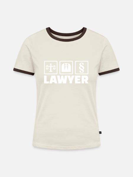 Anwalt - Frauen Kontrast-T-Shirt - Off-White/Dunkelbraun