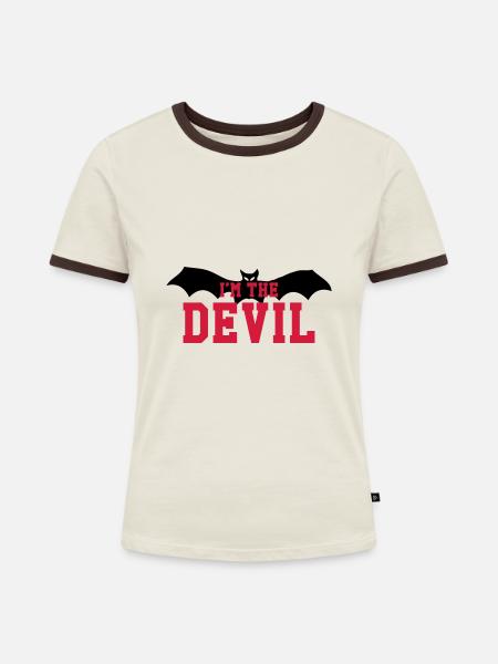 Ich bin der Teufel - Frauen Kontrast-T-Shirt - Off-White/Dunkelbraun