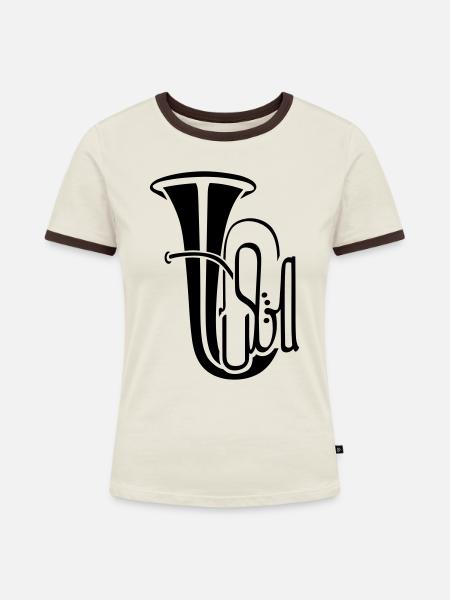 Tuba II - Frauen Kontrast-T-Shirt - Off-White/Dunkelbraun