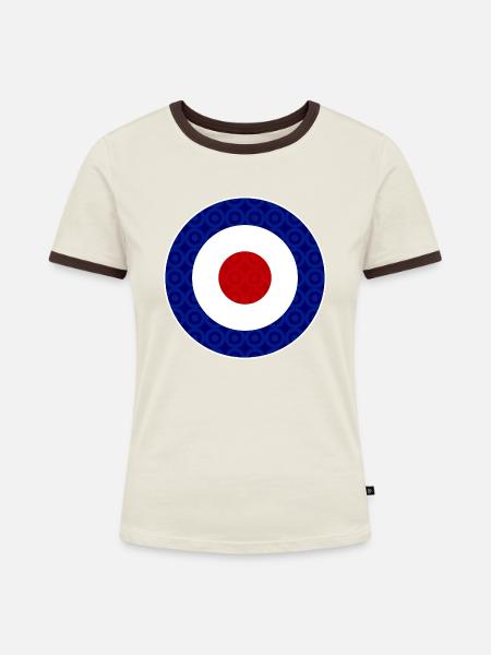 TARGET - Frauen Kontrast-T-Shirt - Off-White/Dunkelbraun