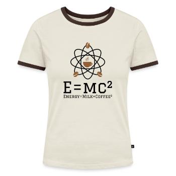 Energy milk coffee Geschenk Chemie Wissenschaft - Frauen Kontrast-T-Shirt - Off-White/Dunkelbraun - Vorne - AI Model Female 172 dark (172cm)