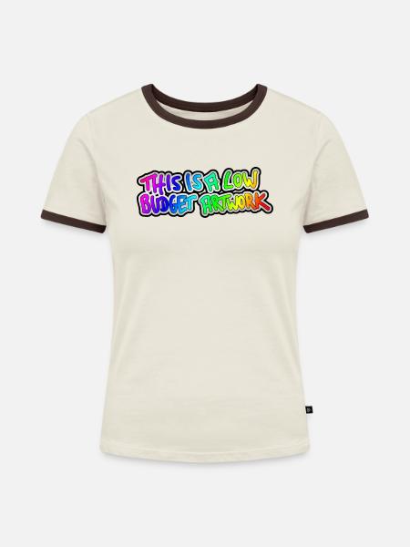 cheap art - Frauen Kontrast-T-Shirt - Off-White/Dunkelbraun