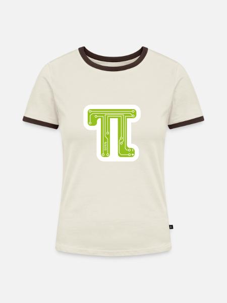Pi - Frauen Kontrast-T-Shirt - Off-White/Dunkelbraun