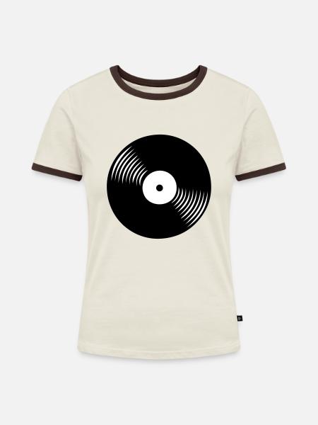platte - Frauen Kontrast-T-Shirt - Off-White/Dunkelbraun