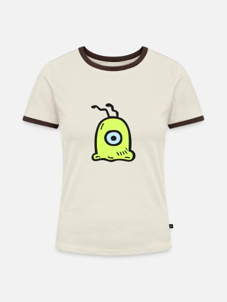 brain slug - Frauen Kontrast-T-Shirt - Off-White/Dunkelbraun