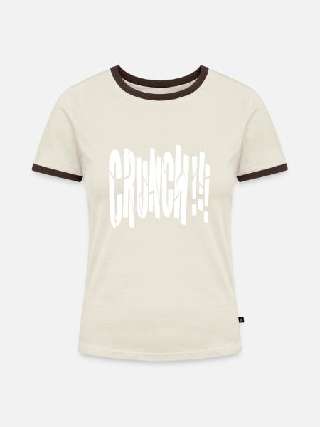 CRUNCH !!! - Frauen Kontrast-T-Shirt - Off-White/Dunkelbraun
