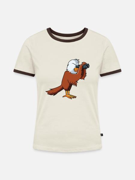 Mit Adleraugen - Frauen Kontrast-T-Shirt - Off-White/Dunkelbraun