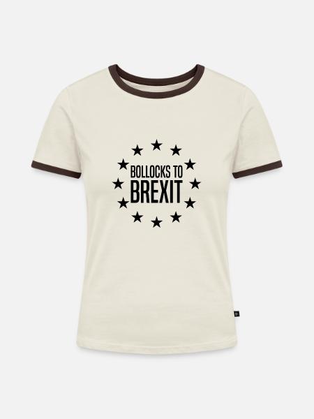 Blödsinn zum Brexit - Frauen Kontrast-T-Shirt - Off-White/Dunkelbraun