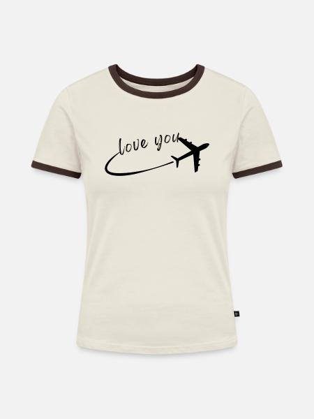 love you - Frauen Kontrast-T-Shirt - Off-White/Dunkelbraun