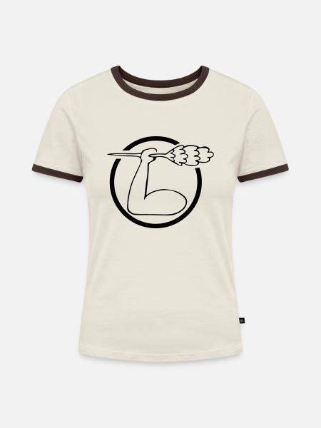 Putzmann - Frauen Kontrast-T-Shirt - Off-White/Dunkelbraun