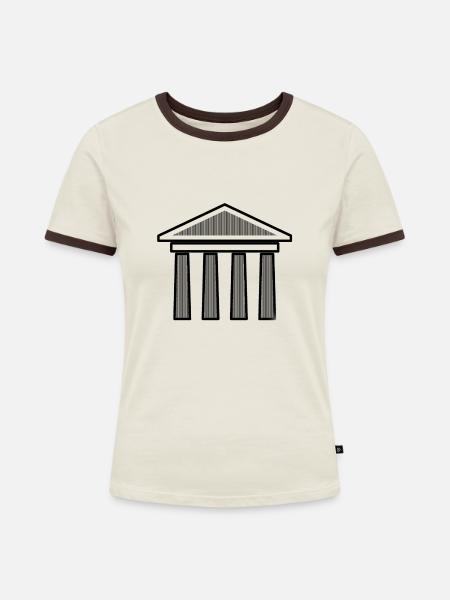 Griechischer Tempel - Frauen Kontrast-T-Shirt - Off-White/Dunkelbraun