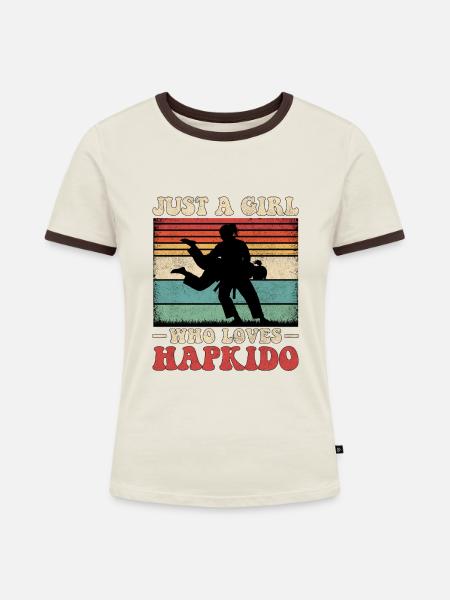 Hapkido Girl - Frauen Kontrast-T-Shirt - Off-White/Dunkelbraun
