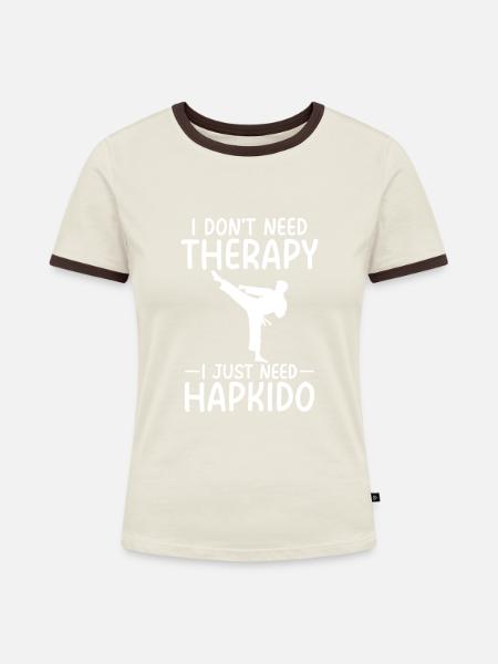Therapy Hapkido - Frauen Kontrast-T-Shirt - Off-White/Dunkelbraun