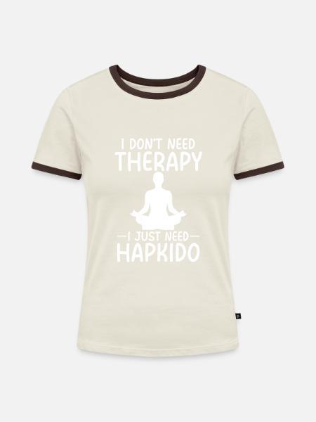 Therapy Hapkido - Frauen Kontrast-T-Shirt - Off-White/Dunkelbraun