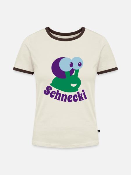Schnecki - Frauen Kontrast-T-Shirt - Off-White/Dunkelbraun