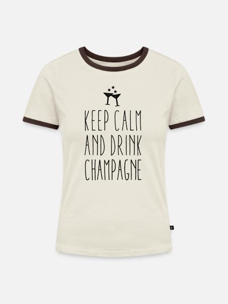 Drink - Frauen Kontrast-T-Shirt - Off-White/Dunkelbraun