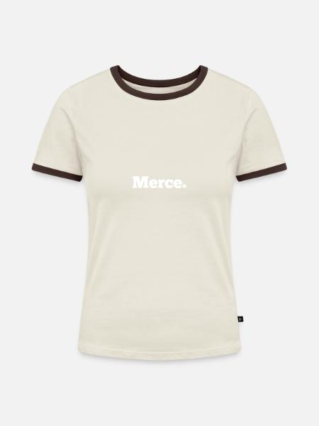 Danke auf Bayrisch - Frauen Kontrast-T-Shirt - Off-White/Dunkelbraun
