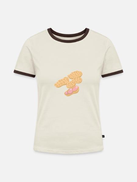 peanut Erdnuss Erdnüsse - Frauen Kontrast-T-Shirt - Off-White/Dunkelbraun