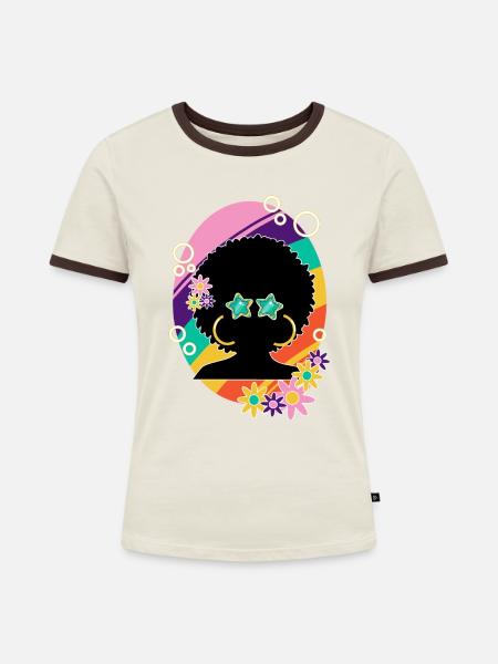 Die Seele von Disco 2 - Frauen Kontrast-T-Shirt - Off-White/Dunkelbraun