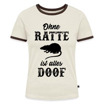 Ratte lustig Nagetier Ratten Rattenliebhaber - Frauen Kontrast-T-Shirt - Off-White/Dunkelbraun - Vorne - AI Model Female 172 dark (172cm)