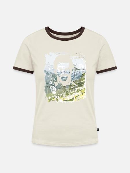 Pablo Escobar distressed - Frauen Kontrast-T-Shirt - Off-White/Dunkelbraun