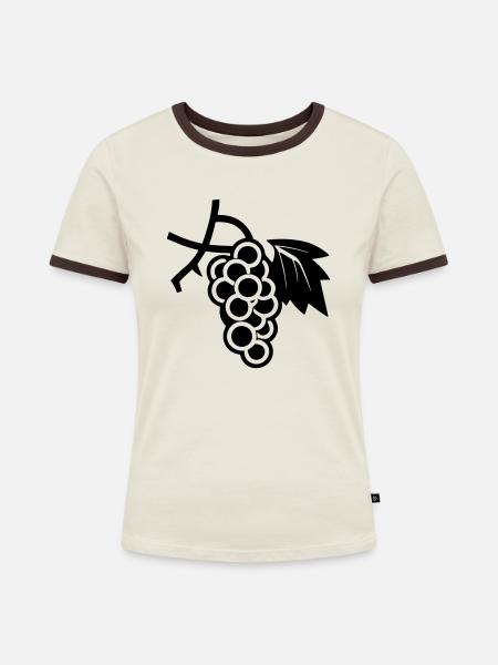 Weintraube - Frauen Kontrast-T-Shirt - Off-White/Dunkelbraun