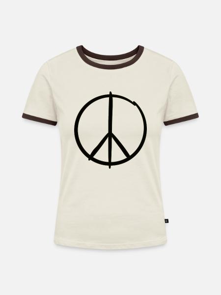 Peacezeichen - Frauen Kontrast-T-Shirt - Off-White/Dunkelbraun