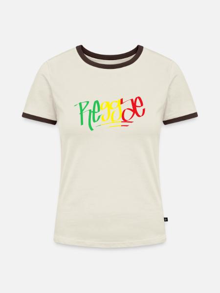 Reggae Rasta - Frauen Kontrast-T-Shirt - Off-White/Dunkelbraun
