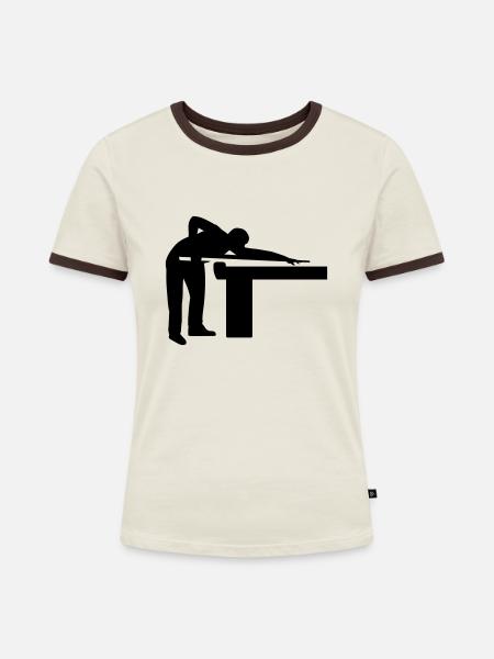 Billard - Frauen Kontrast-T-Shirt - Off-White/Dunkelbraun