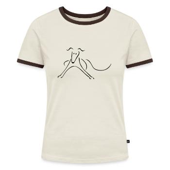 Galgo - Frauen Kontrast-T-Shirt - Off-White/Dunkelbraun - Vorne - AI Model Female 172 dark (172cm)