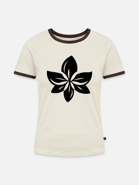Blume - Frauen Kontrast-T-Shirt - Off-White/Dunkelbraun