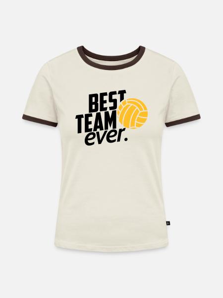 volleyball team - Frauen Kontrast-T-Shirt - Off-White/Dunkelbraun