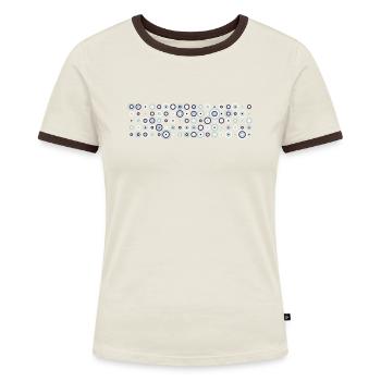 Kreise und Punkte Raster 18 x 5 3colors - Frauen Kontrast-T-Shirt - Off-White/Dunkelbraun - Vorne - AI Model Female 172 dark (172cm)