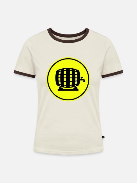Bierfass - Frauen Kontrast-T-Shirt - Off-White/Dunkelbraun