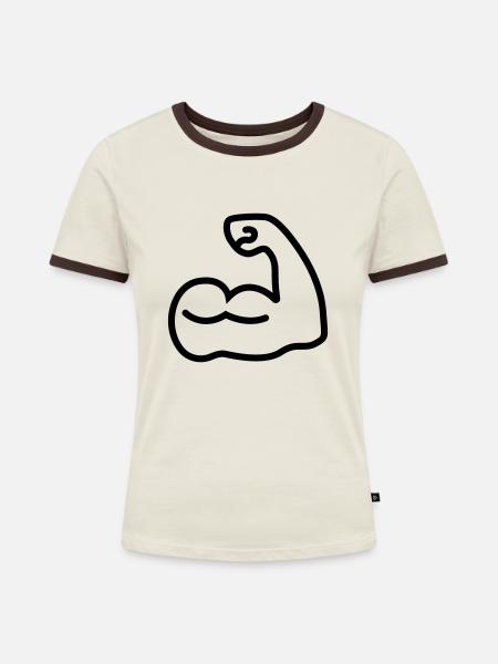 Muskeln bizeps icon - Frauen Kontrast-T-Shirt - Off-White/Dunkelbraun